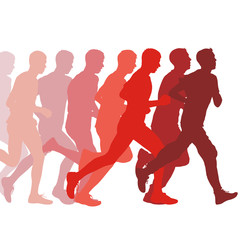 Fototapeta na wymiar Set of silhouettes. Runners on sprint, men. vector illustration