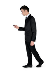 Business man walk with phone