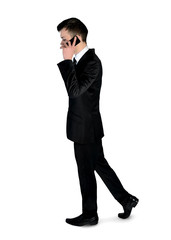 Business man walk with phone