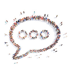 People in the shape of a chat bubble.