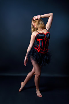 Burlesque dancer in short dress