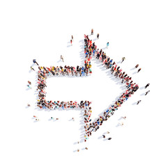 People in the form of arrows.