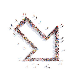 People in the form of arrows.