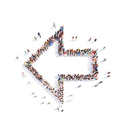 People in the form of arrows.