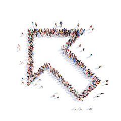 People in the form of arrows.