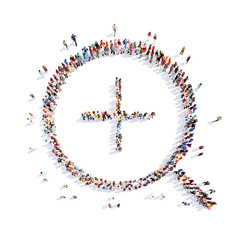 People in the form of a magnifying glass.