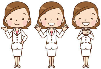 女性　医者　表情セット