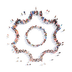 people in the form of gears.