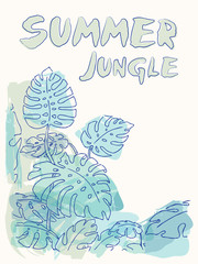 Summer jungle palm leaves illustration