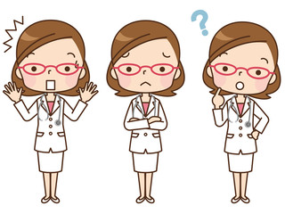 女性　医者　表情セット