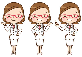 女性　医者　表情セット