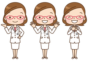 女性　医者　表情セット