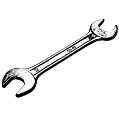 Steel wrench lies on a white background. Vector illustration.