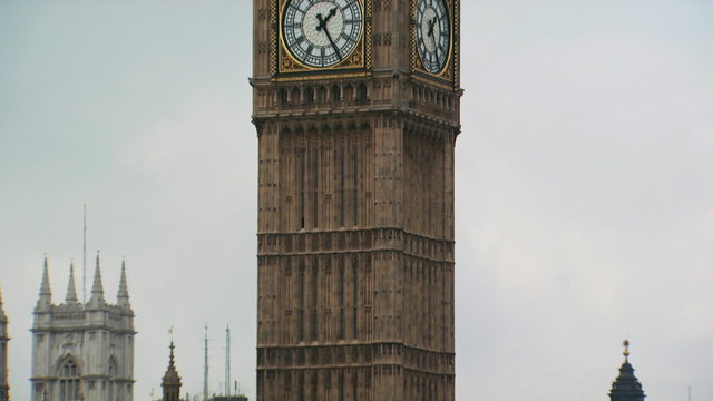 Upward tilt of Big Ben