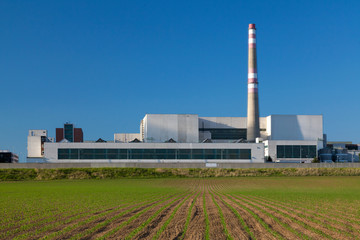 Industrial power plant, blue sky
