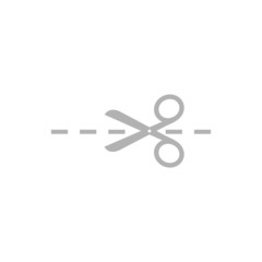 Simple icons scissors with cut lines.