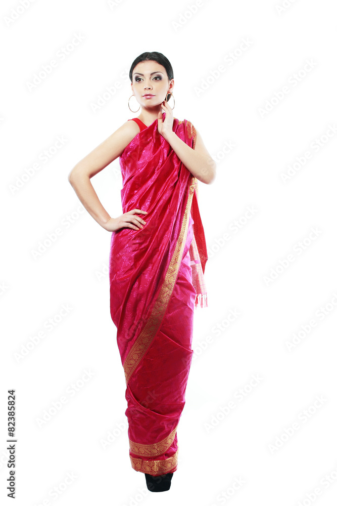 Wall mural girl in sari