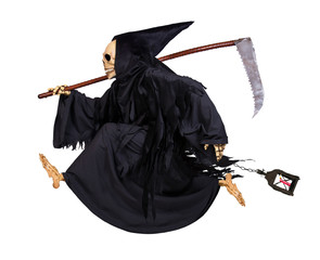 Grim Reaper runs on white background