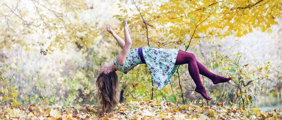 Levitation portrait of young woman