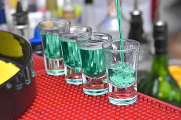 Colorful cocktails in a bar