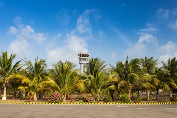 Papier Peint photo autocollant Aéroport Air Traffic Control Tower on Exotic Island