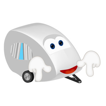 Funny caravan camping cartoon illustration comic