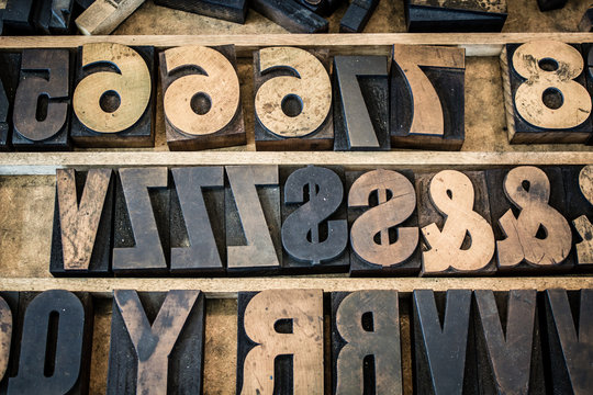 Vintage Tray of Wooden Letterpress Type
