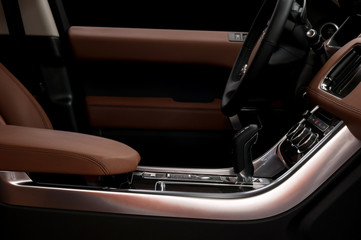 Obraz na płótnie Canvas Luxury car interior background. Horizontal photo.