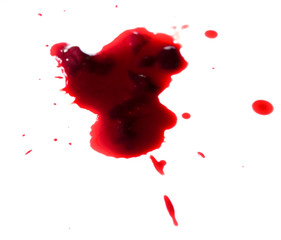 drop of blood isolated on white background close up