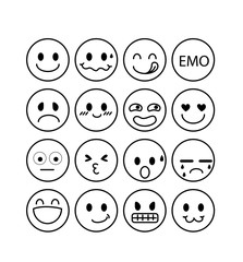Set of smiley icons: different emotions
