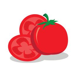 Vector tomato and tomato slice