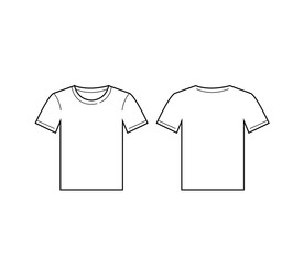 Vector of white men t-shirt template. Front and back