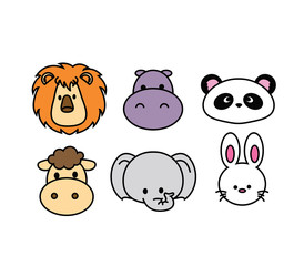 Set of Cute Animal head icon