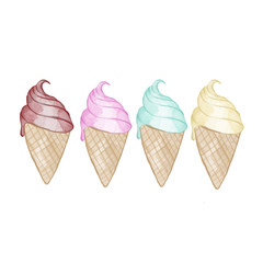 hand drawn ice cream cones illustration