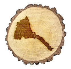 Slice of wood (shape of Eritrea branded onto) .(series)