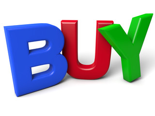 Buy - colorful letters over white background