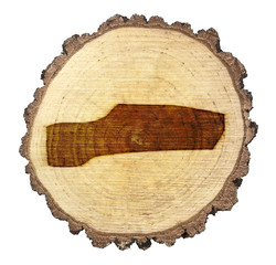 Slice of wood (shape of Gambia branded onto) .(series)