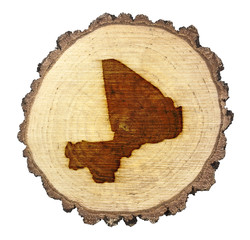 Slice of wood (shape of Mali branded onto) .(series)