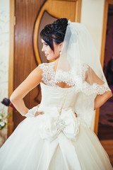 Fototapeta na wymiar Young beautiful caucasian bride. wedding fashion portrait.