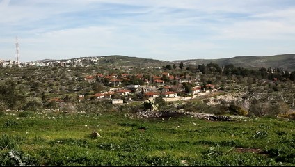 Jewish settlement Kedumim and Arab village Jit