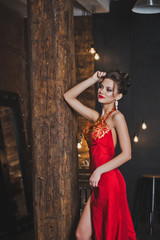 The girl in an open red dress 2577.