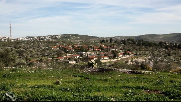 Jewish settlement Kedumim and Arab village Jit