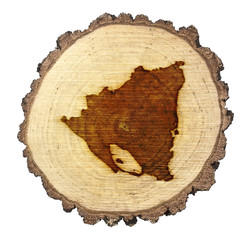Slice of wood (shape of Nicaragua branded onto) .(series)