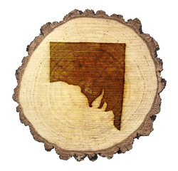Slice of wood (shape of Southern Australia branded onto) .(serie