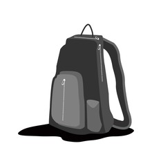 Black Backpack Standing on White Background