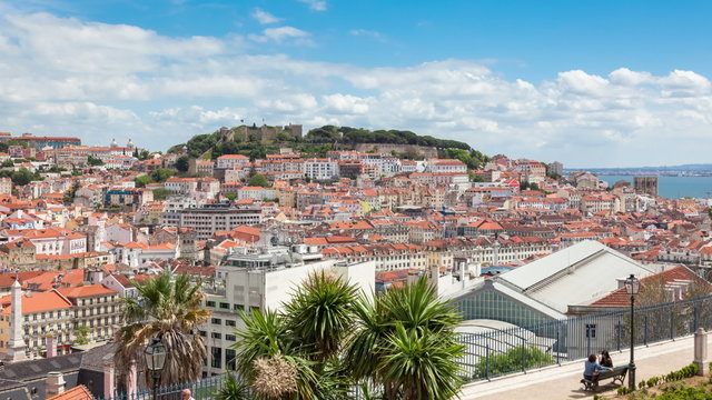 4K  timelapse of Lisbon from Sao Pedro de Alcantara Miradouro