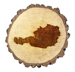 Slice of wood (shape of Austria branded onto) .(series)