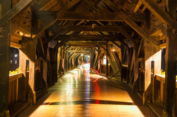 Innenarchitektur der gedeckten Holzbrücke, Bad Säckingen