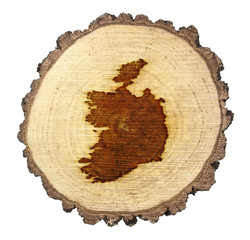 Slice of wood (shape of Ireland branded onto) .(series)