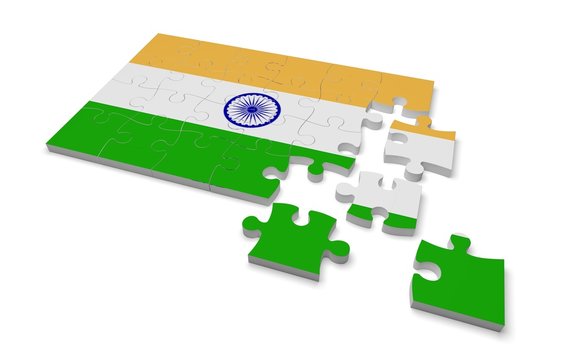 Europe. 3D. India Flag Puzzle
